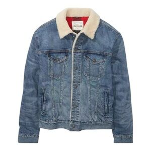 American Eagle Sherpa Lined Denim Trucker Jacket
Size M